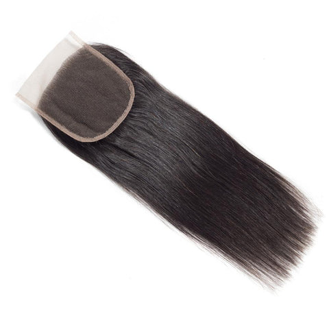 4*4 Straight Virgin Hair Natural Black Closure