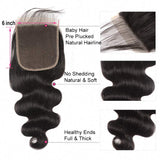 Body Wave 6*6 Lace Closure Virgin Hair Natural Black