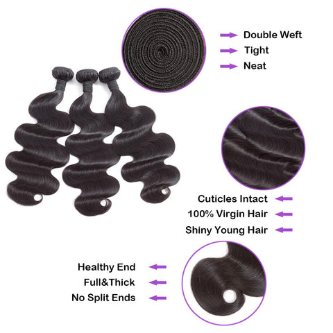 Body Wave Virgin Hair Natural Black Bundles