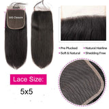 Straight  5*5 Lace Closure Virgin Hair Natural Black