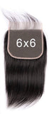 Straight  6*6  Lace Closure Virgin Hair Natural Black